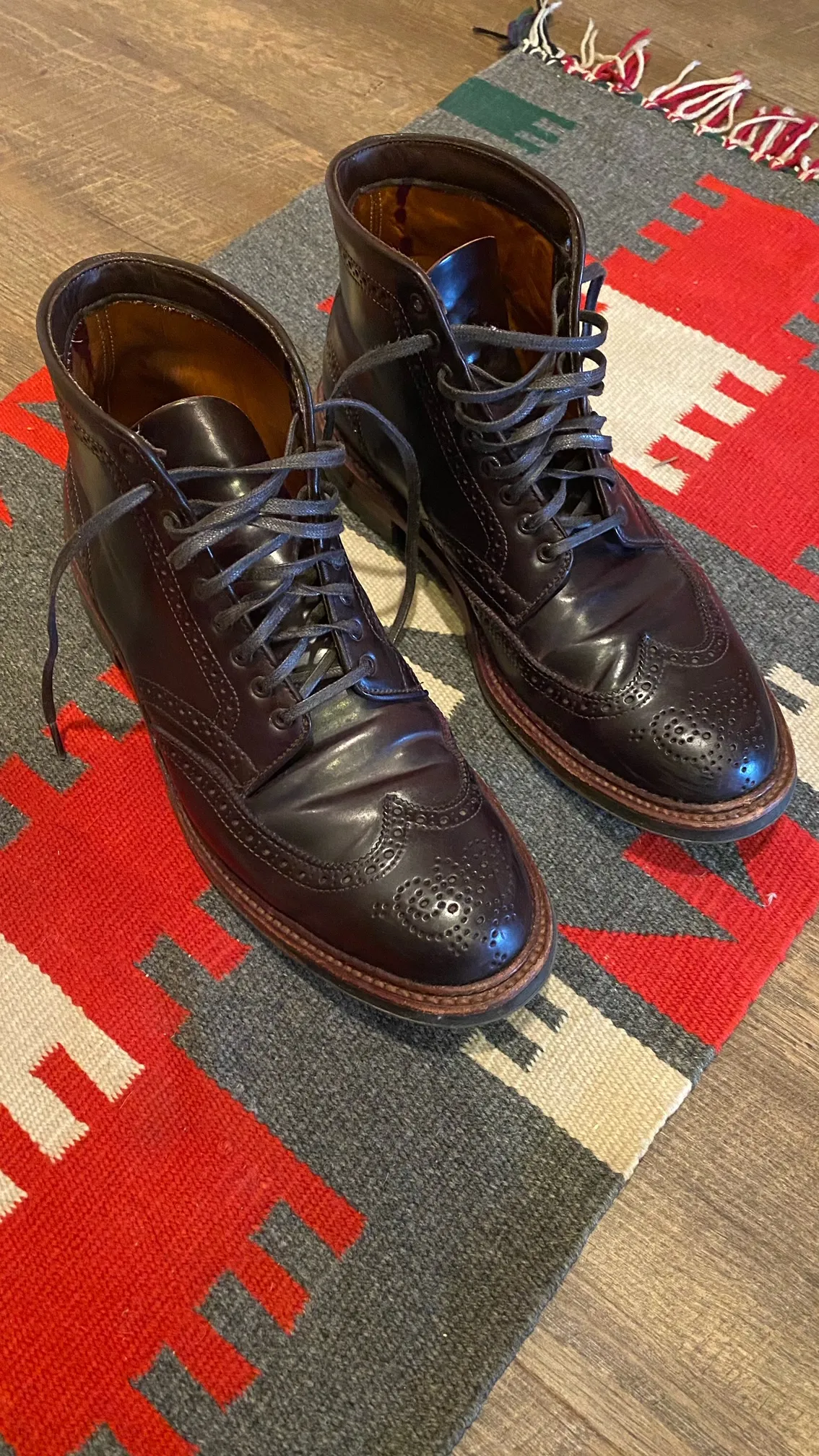 Alden Shell Cordovan Wingtip Boots / "Commando" Sole