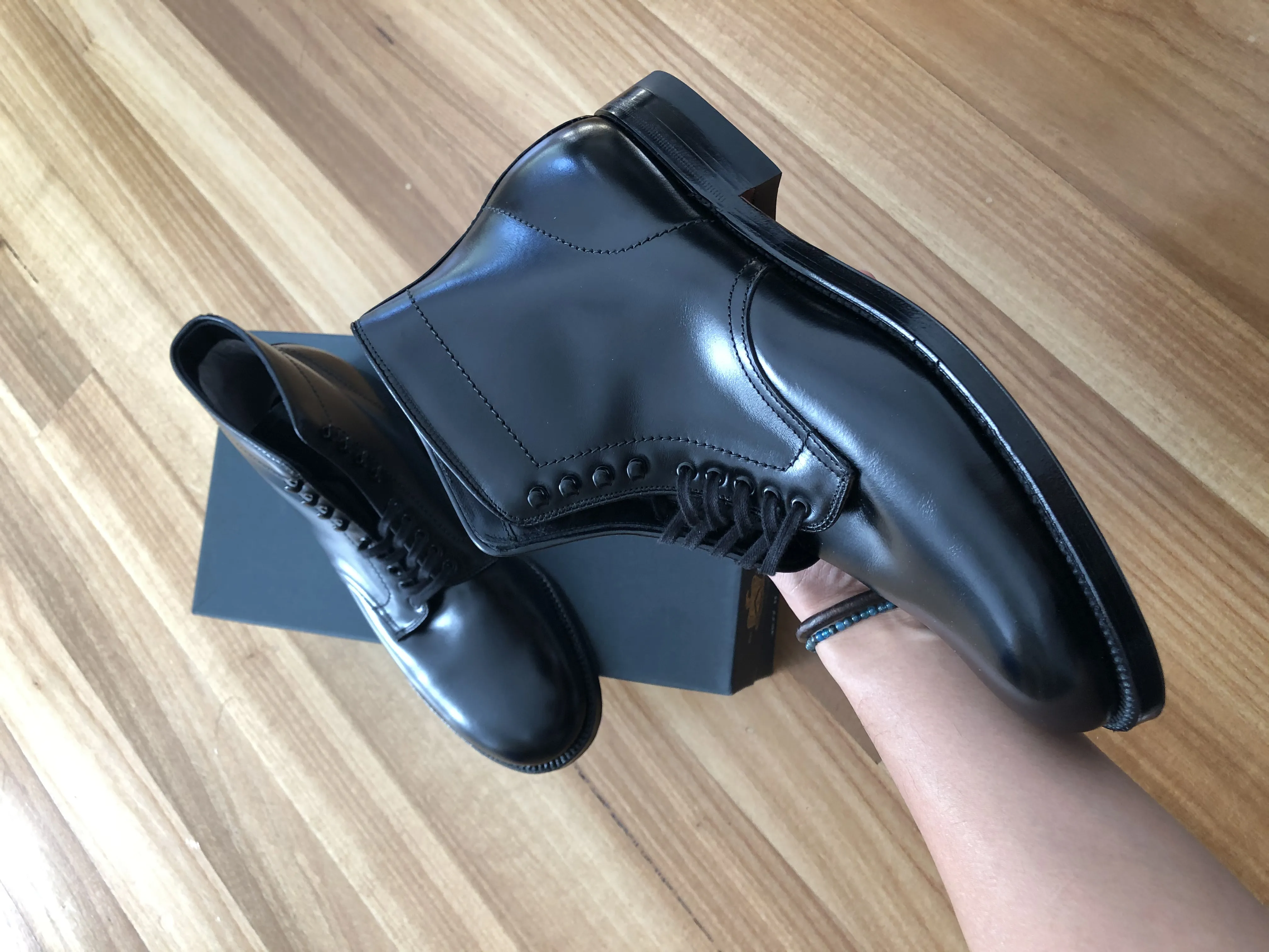 4577H Plain Toe Service Boots - Black Calf
