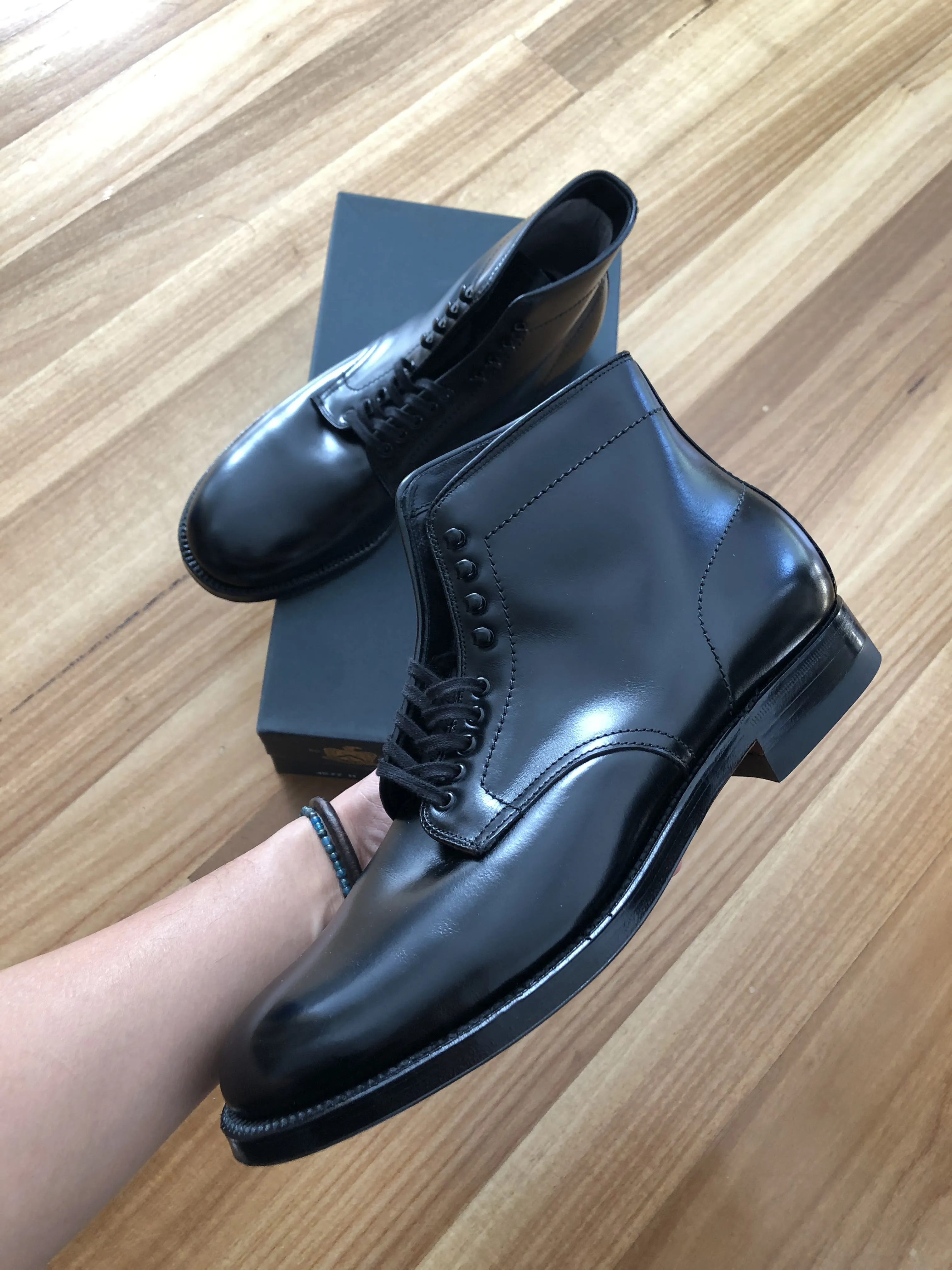 4577H Plain Toe Service Boots - Black Calf