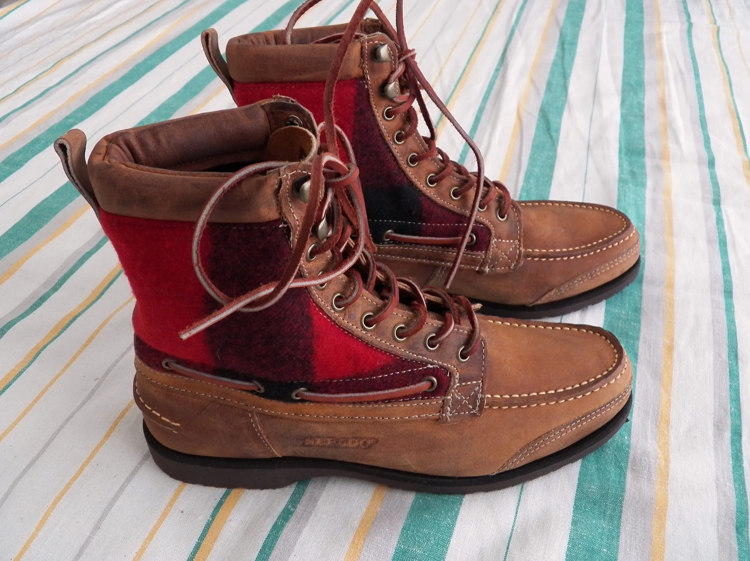 Osmore Boots Leather EU 43.5 UK 9 US 9.5 Red Plaid Wool