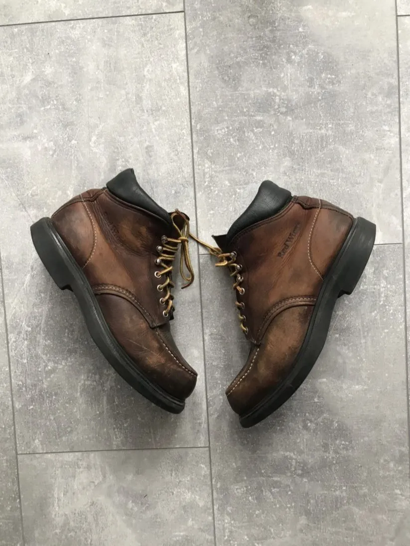 Red Wings vintage leather boots logo made in USA rare
