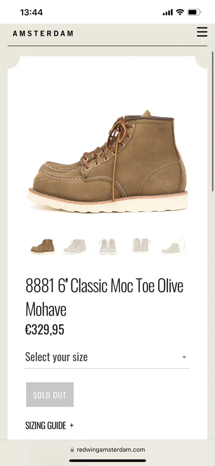 Red wing 8881 6'' Classic Moc Toe Olive Mohave