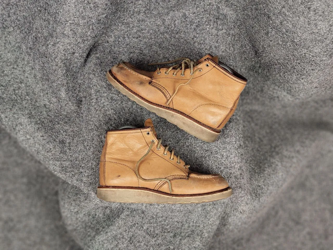 Vintage Red Wing Moc Toe 3374 Faded Leather Boots Shoes