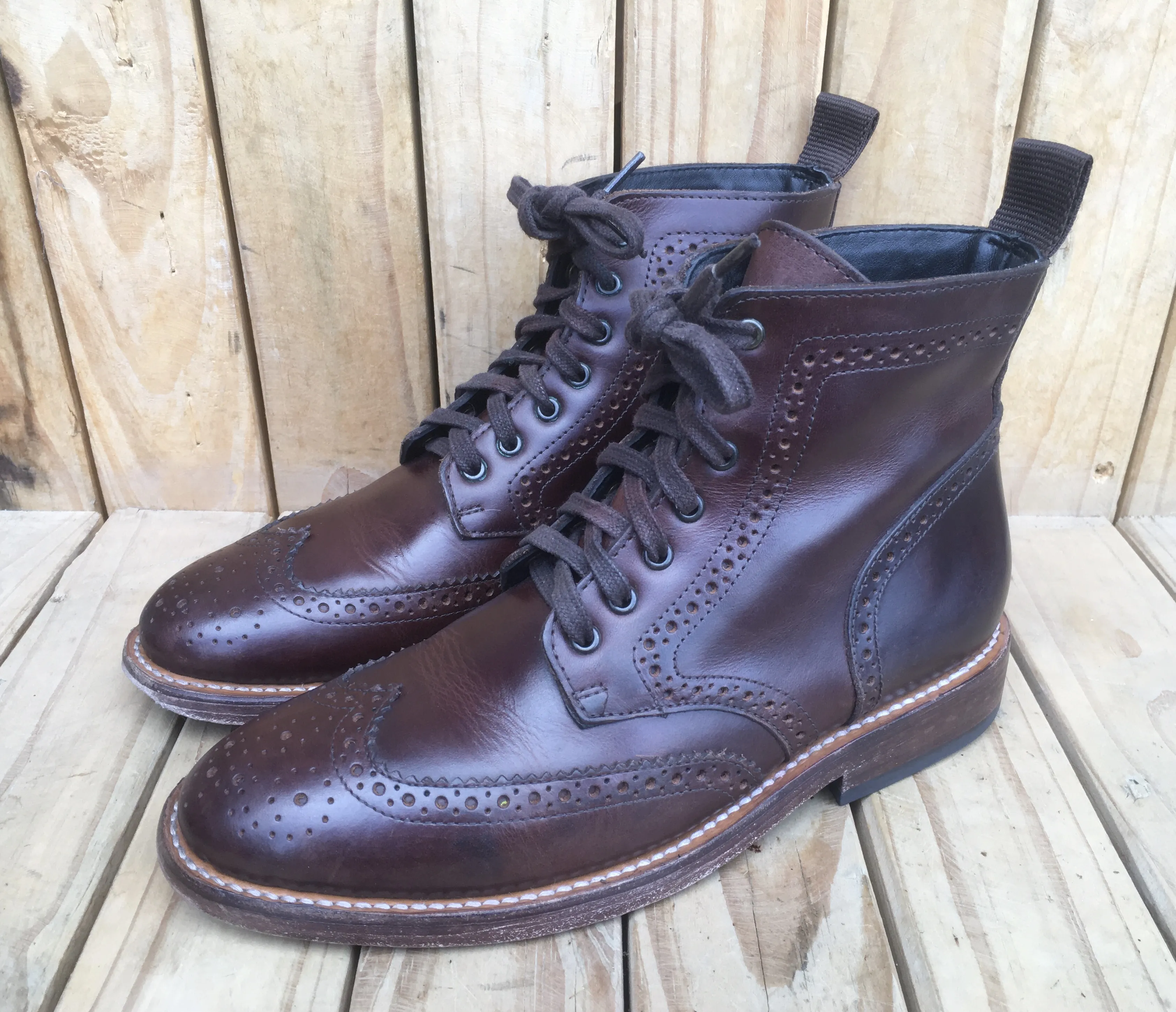 Thursday Boots Co. Mens Brougue Wingtip brown leather Boots
