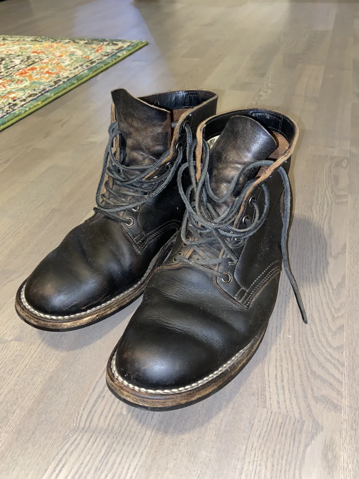 Viberg Black Leather Work Boots