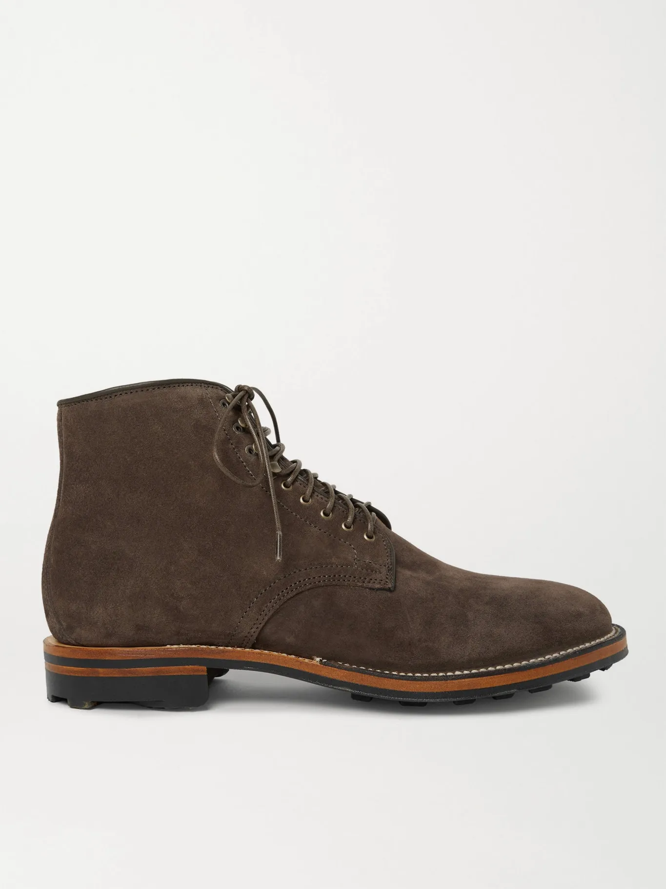 Zabri Leather-Trimmed Suede Derby Boots Tan Chocolate