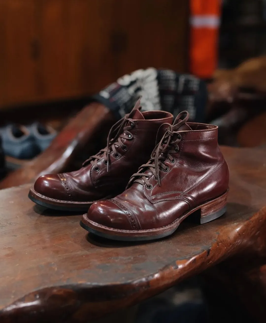 White Boots Burgundy French Calf Medallion Original