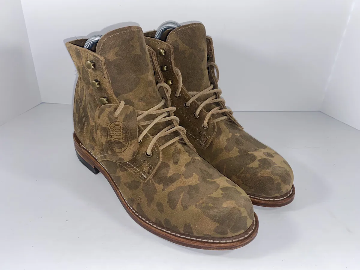 Wolverine '1000 Mile' W40498 Camouflage Suede Boots Mens 7 D