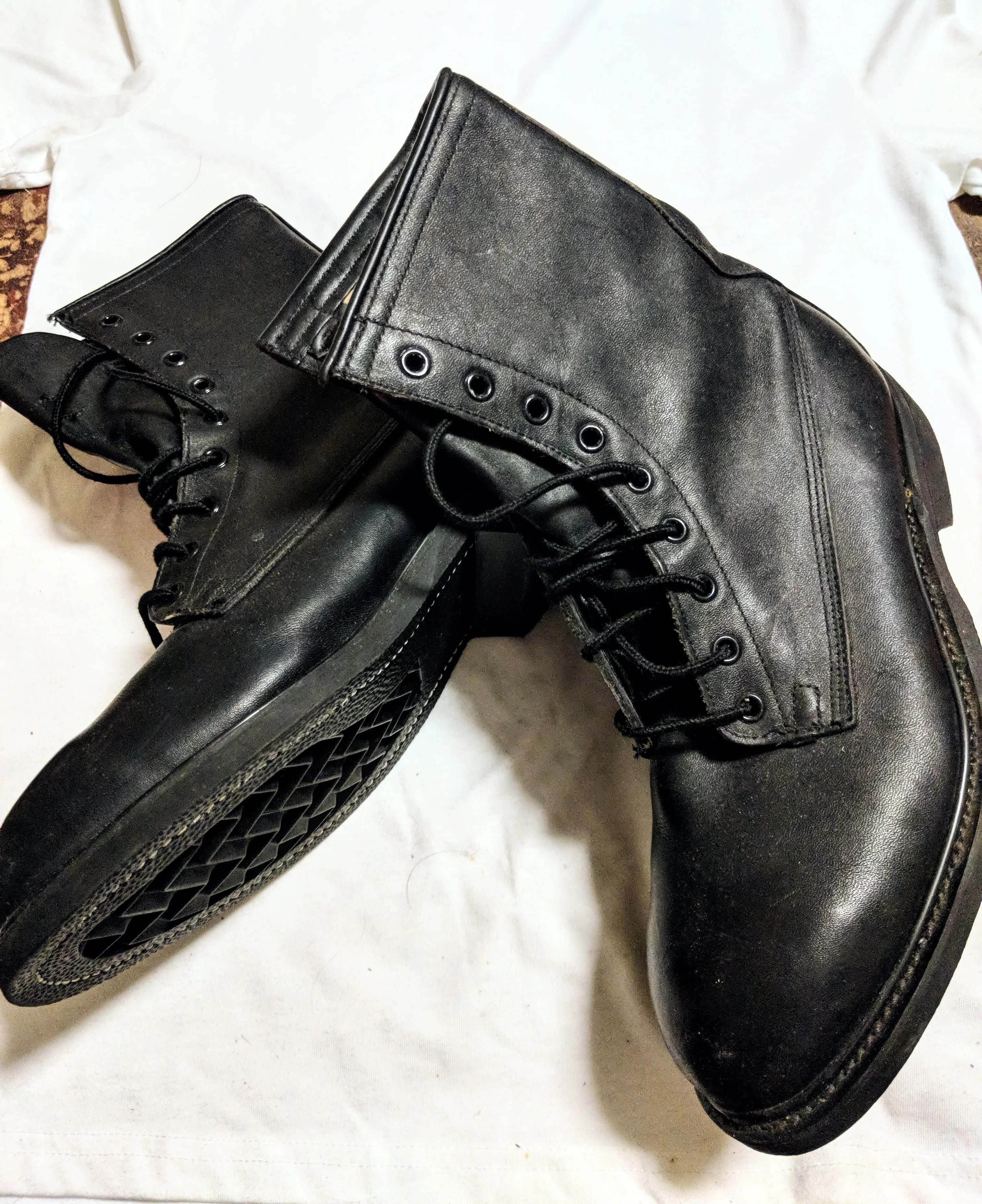 Black Leather Steel Toe Military Combat Boots