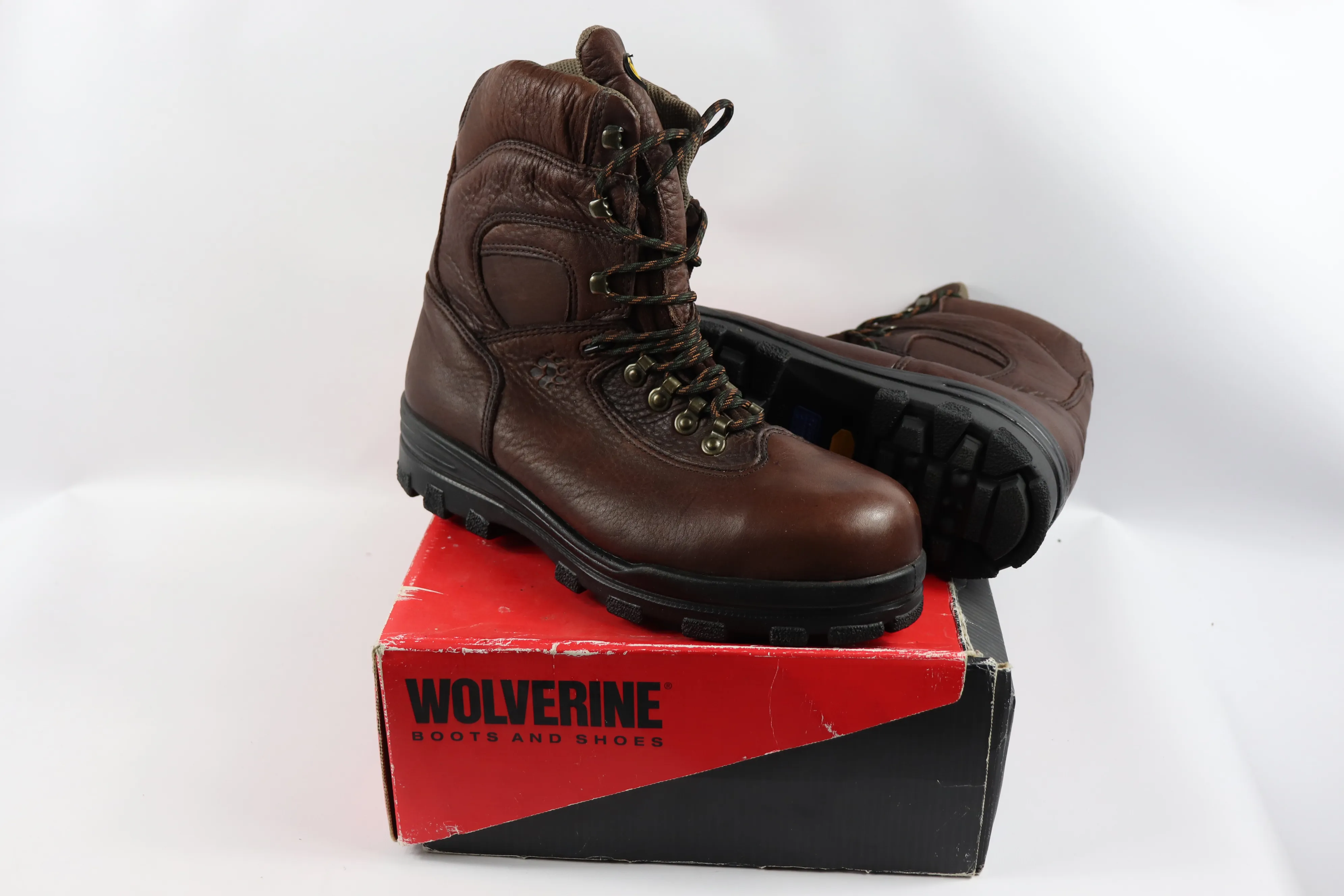 New Wolverine Mens 11 M Steel Toe Durashocks Tall Leather Work Boots Brown 01661