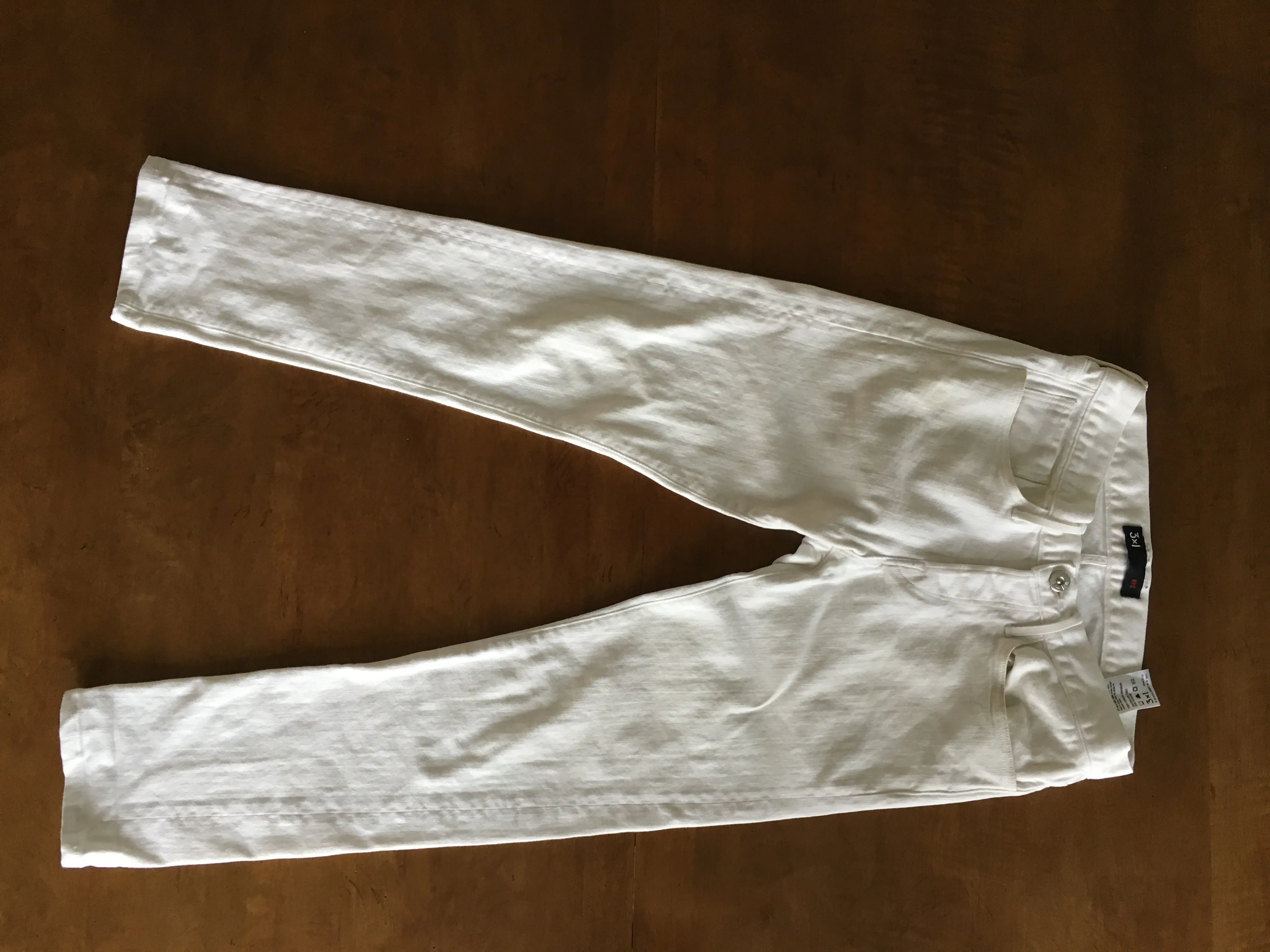 White jeans with red selvedge