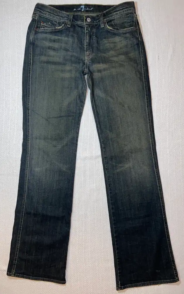 7 For All Mankind A-Pocket Studded Pkt Blue Zip Jeans 31W/33