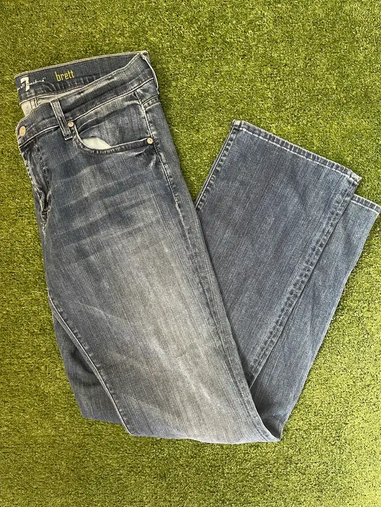 7 For All Mankind Dark Blue Wash Brett Straight Fit Denim