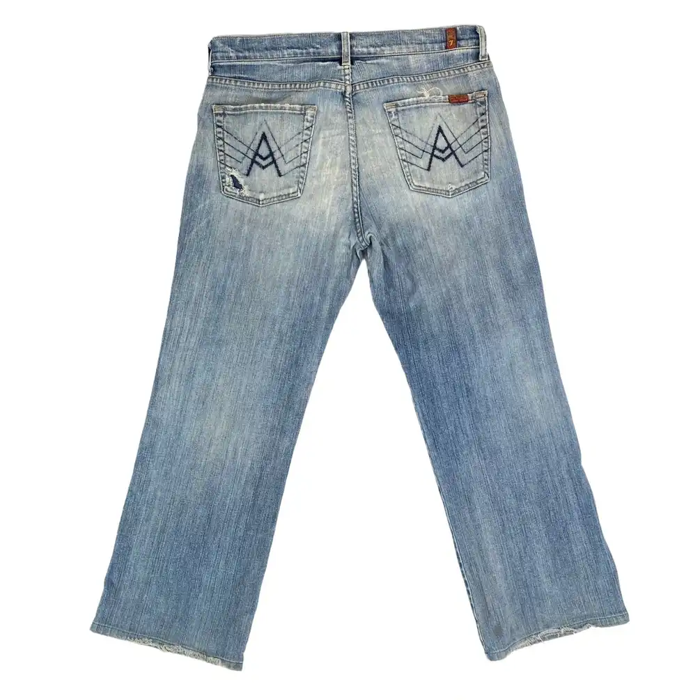 VTG 7 For All Mankind Jeans Distressed Straight Wide Leg