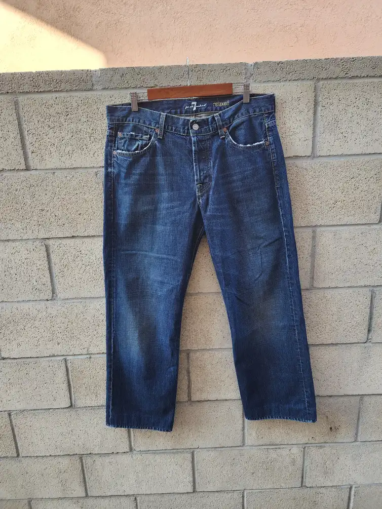 7 For All Makind Relaxed Blue Wash Jeans Mens Size 34