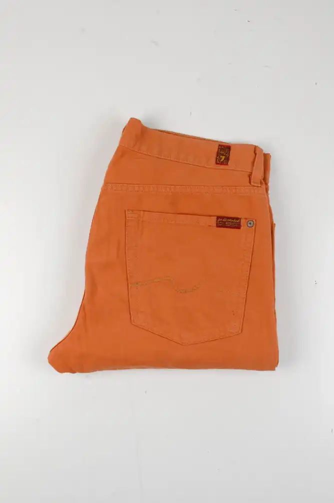 37589 7 For All Mankind Slimmy Orange Men Jeans size 32