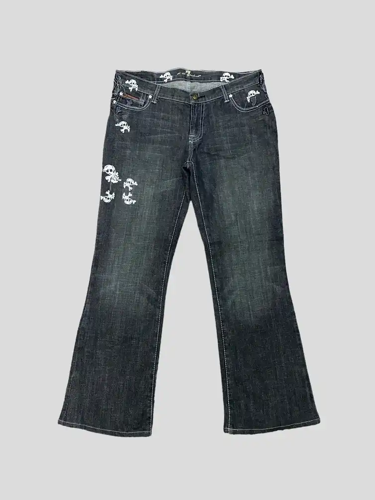 VINTAGE 7 FOR ALL MANKIND ☠️ PRINT LOW RISE DENIM