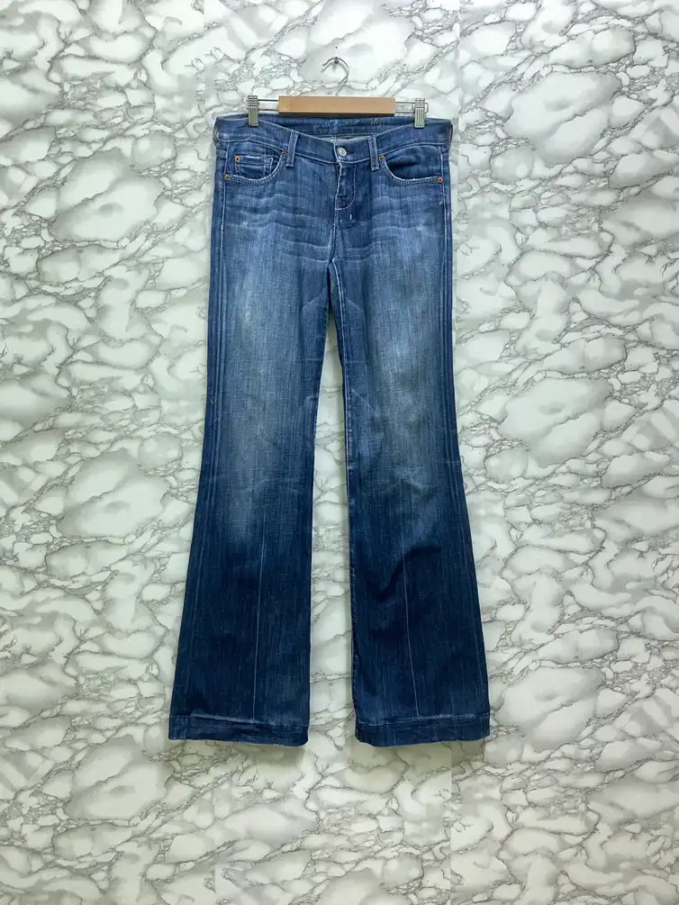 VTG 7 ALL FOR MANKIND BOOTCUT FLARED DISTRESSED DENIM