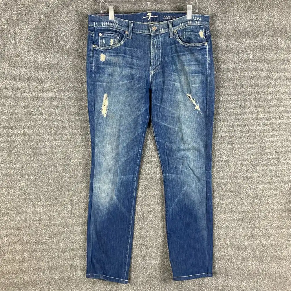 7 For All Mankind Jeans Men's 33x32 Denim Cotton Blend Cut Hem