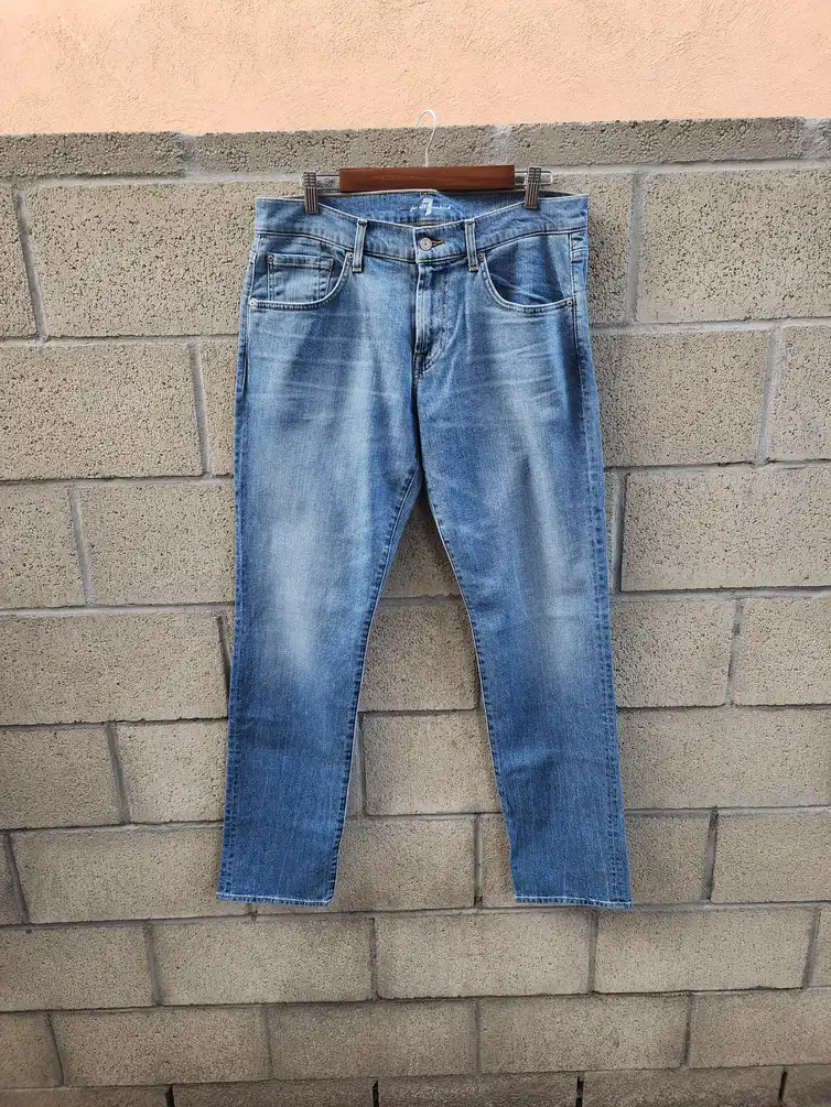 7 For All Mankind The Straight Blue Wash Jeans Mens Size 33