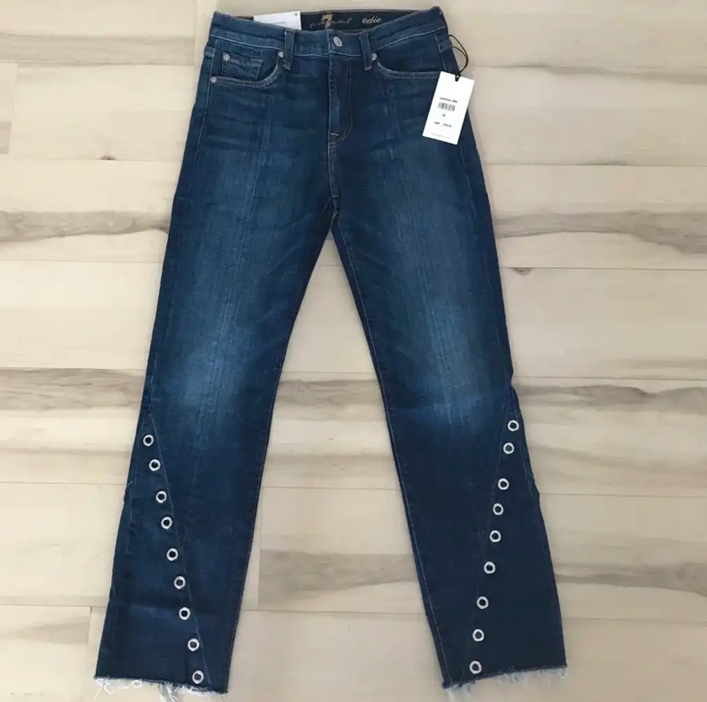 High Waisted Crop Straight Denim Jeans