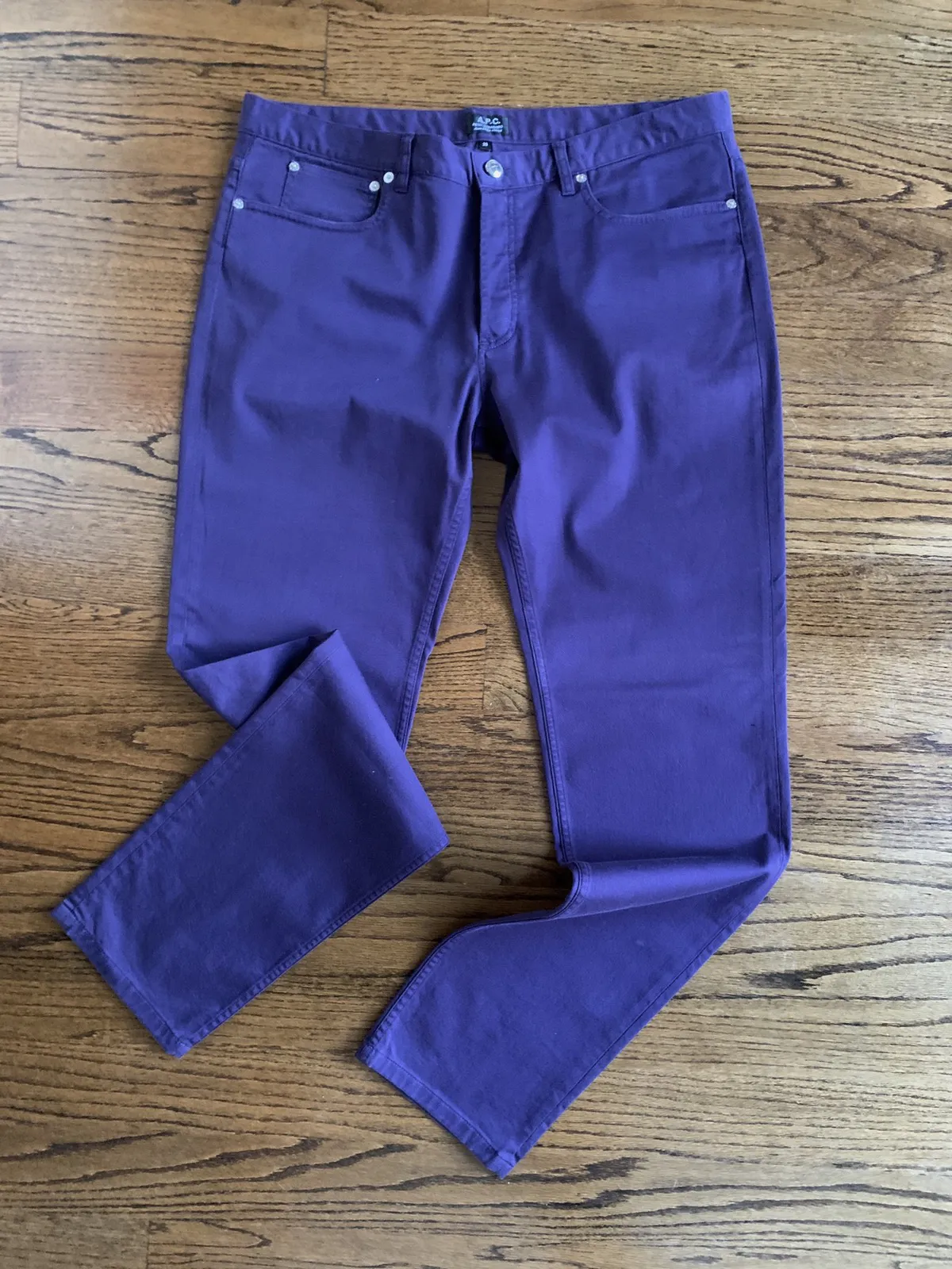 A.P.C Petite Standard Purple Cotton/Denim Pant 36