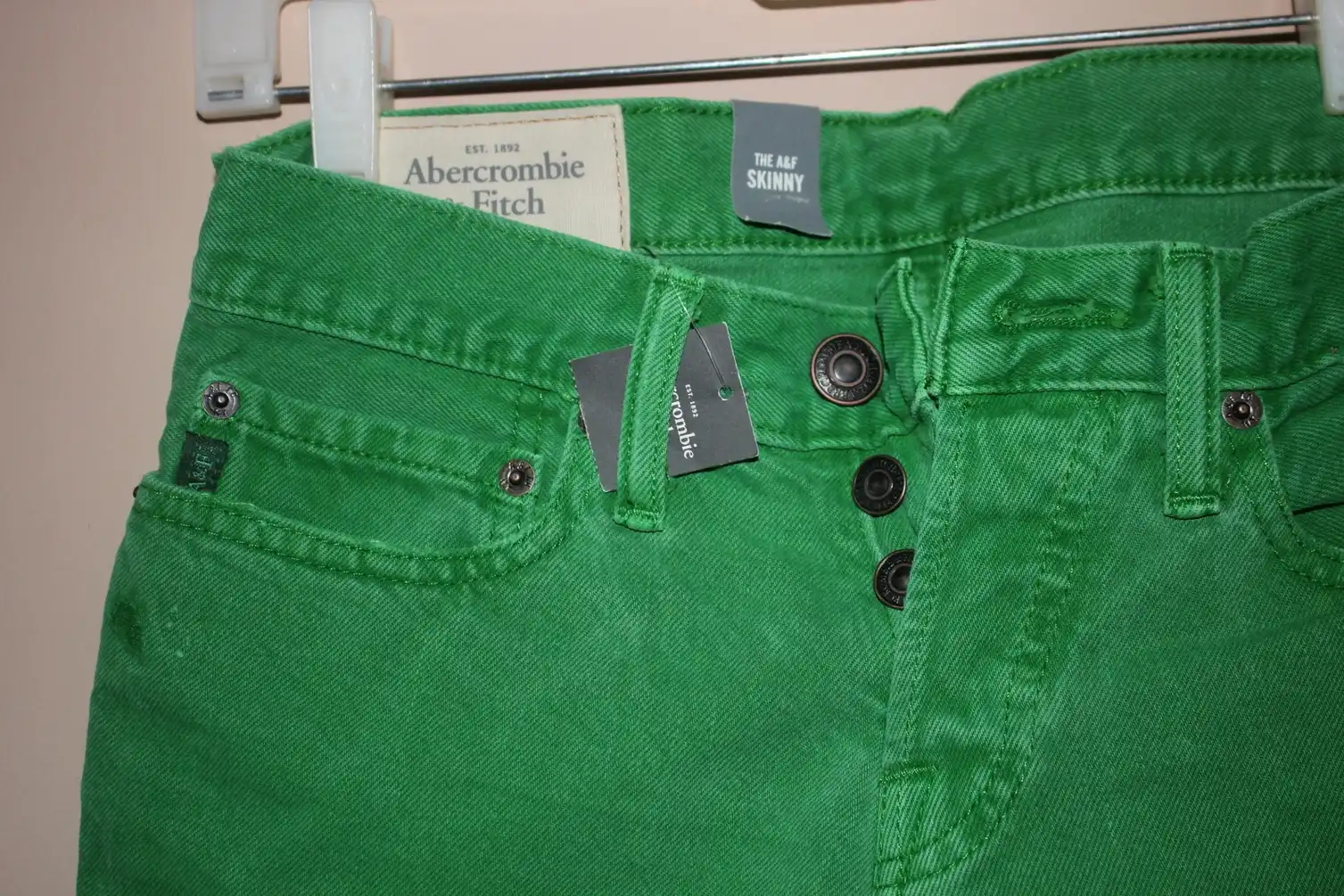 Green Distressed Skinny Jeans