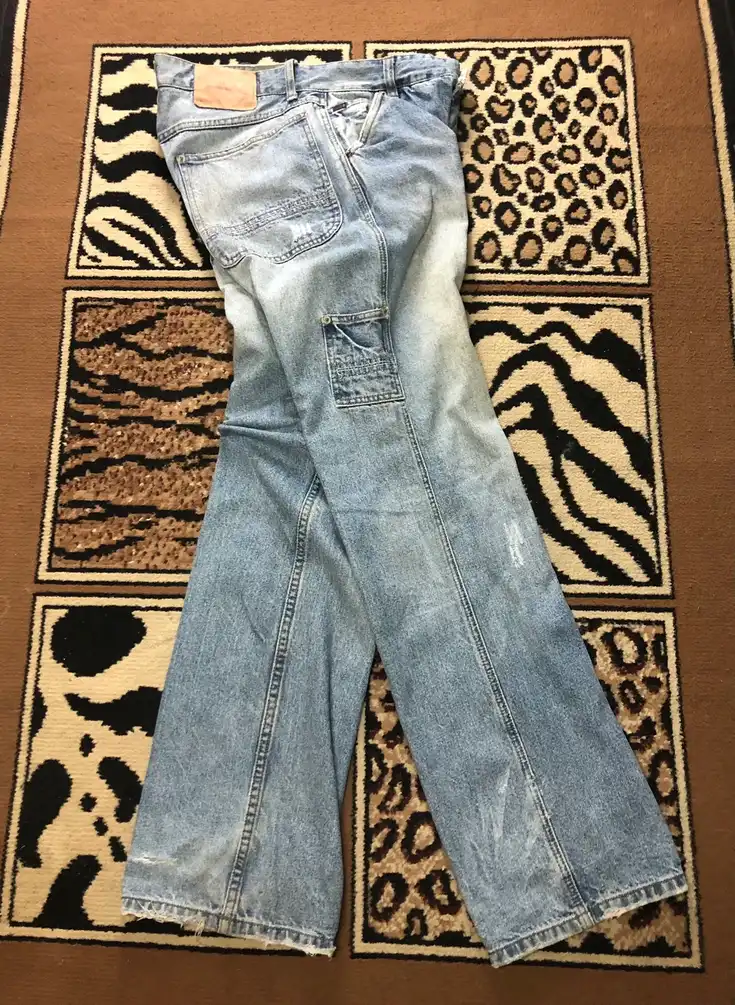 VINTAGE A&F WORKWEAR BLUE WASH DISTRESSED DENIM