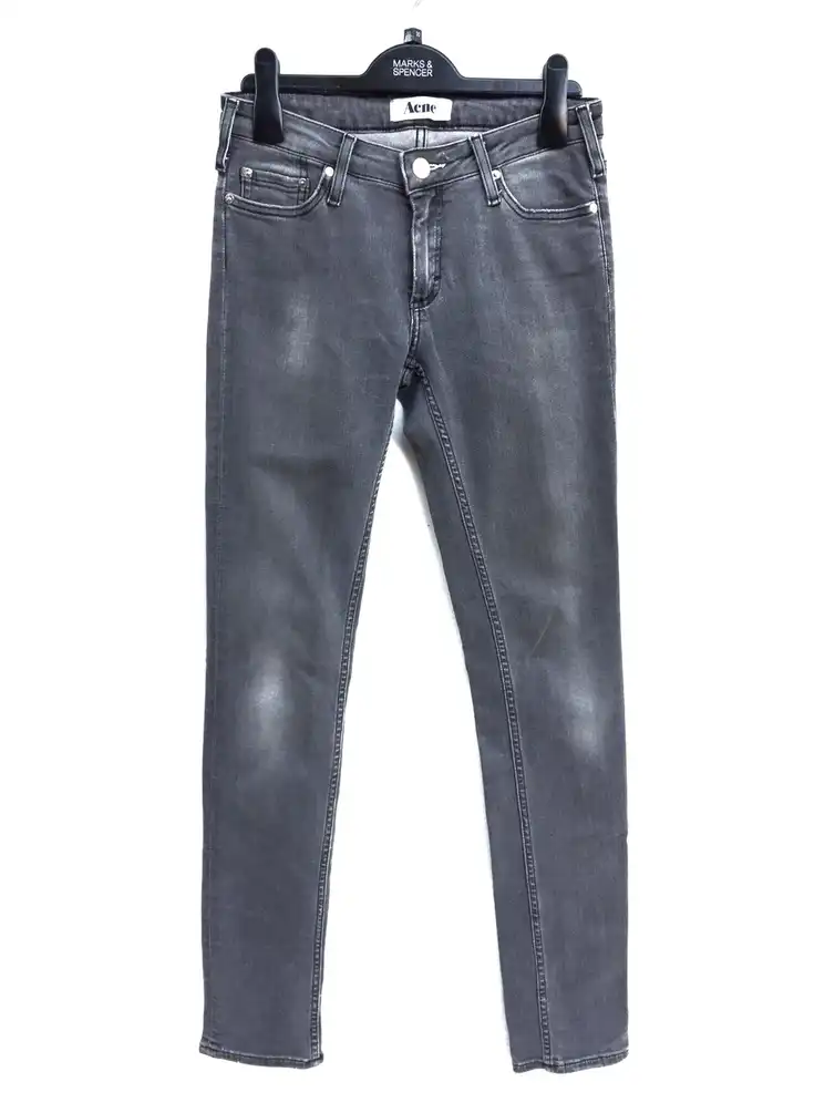 Acne Studios Grey Distressed Skinny Jeans Punk Rock Grunge