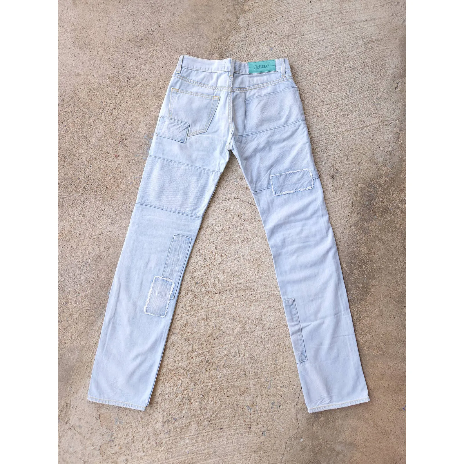 Acne Studios Patchwork Light Wash Straight Leg Jeans