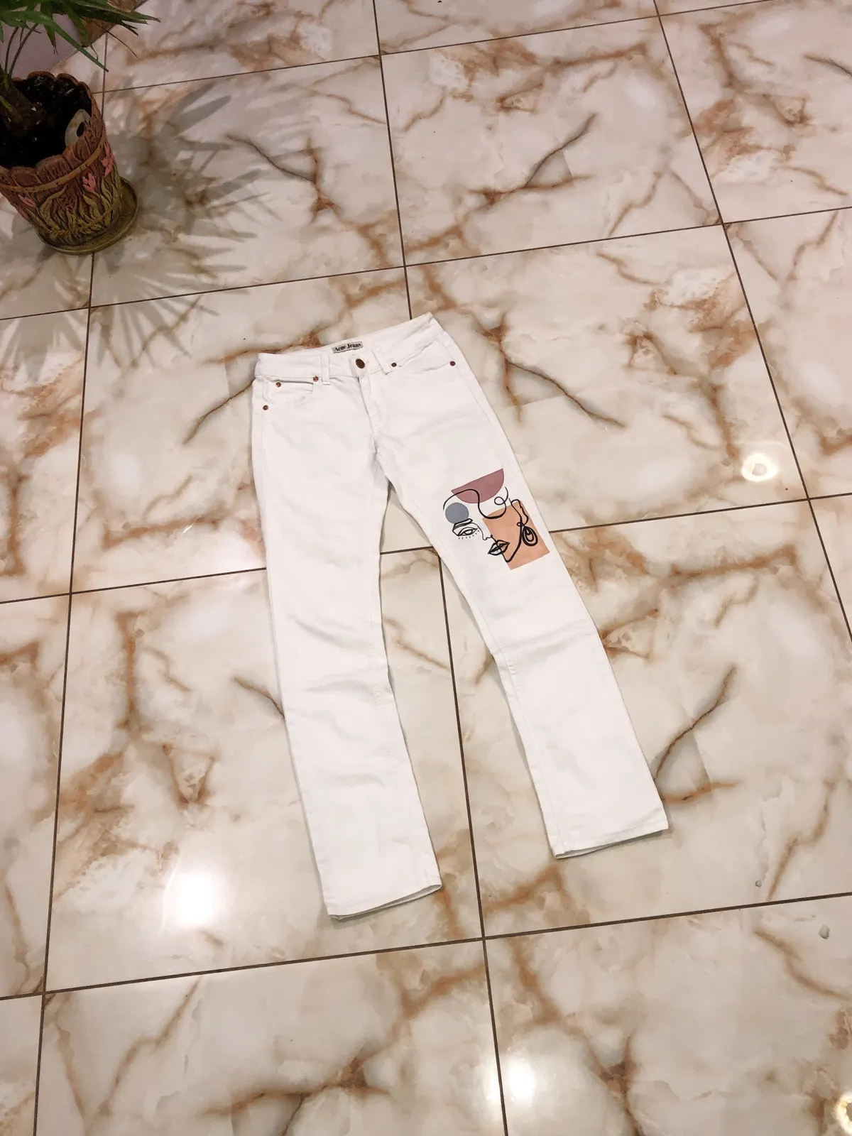 Acne Jeans Hex White Custom Jeans