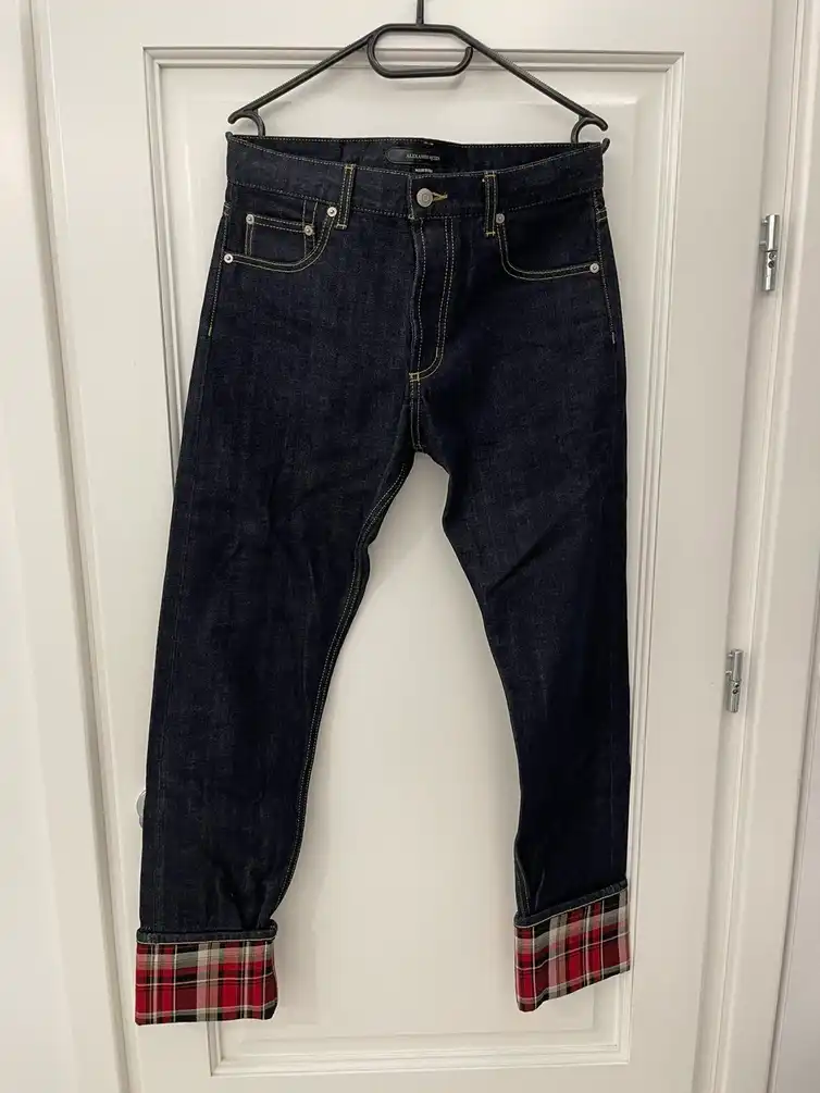 Alexander Mcqueen Straight-Leg Jeans with Plaid Cuffs