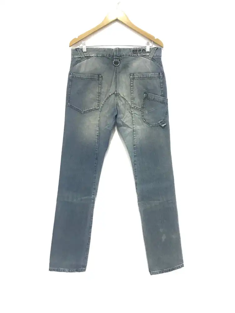 Faded Denim Straight Cut Jeans