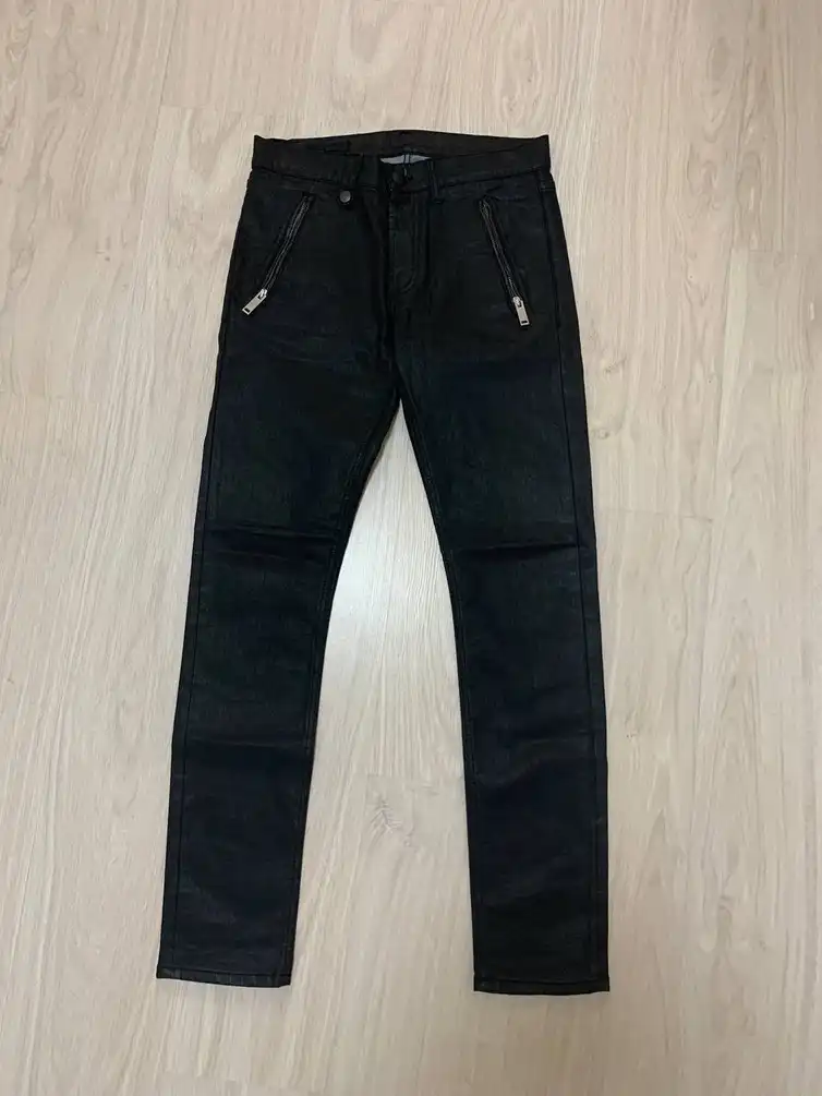 Alexander McQueen Black Biker Leather Jeans Kanye West