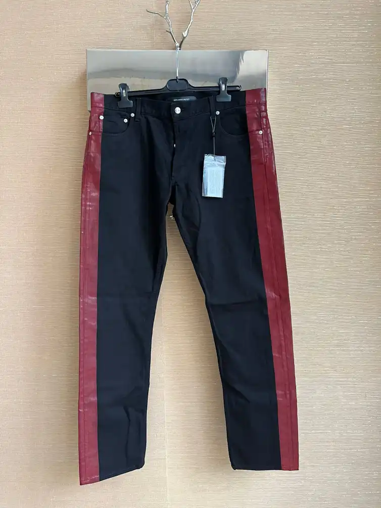 Denim With Waxed Trim Detail in Black / Red