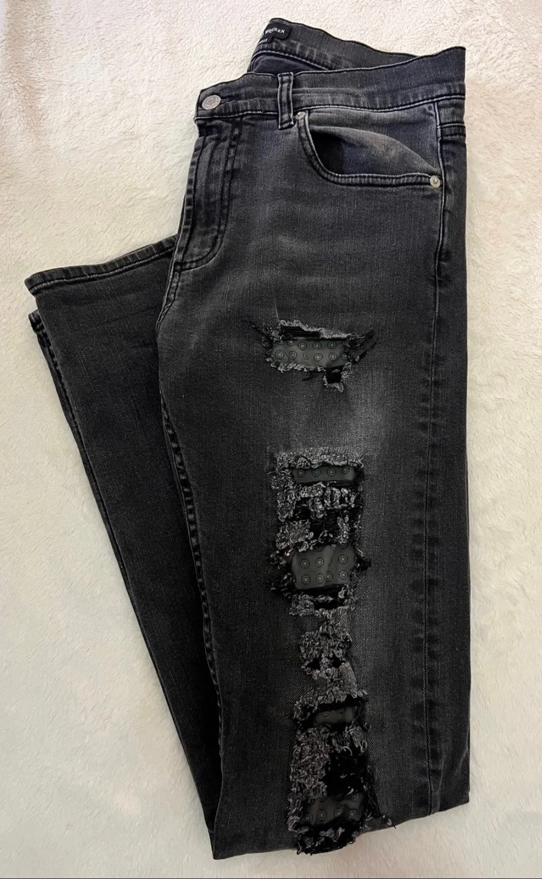 Alexander McQueen Bandana Printed Distressed Jeans
