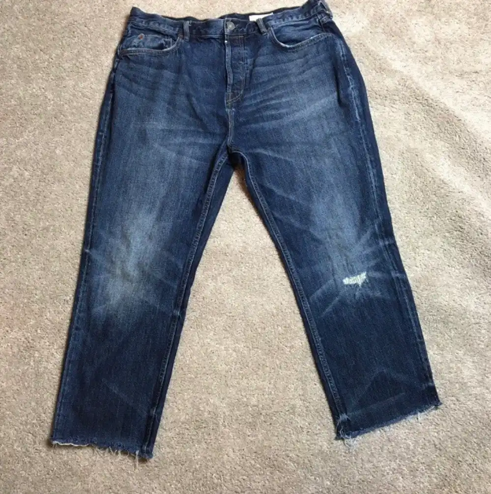 AllSaints Ridge Jeans 36 Crop Distressed Raw Hem Straight