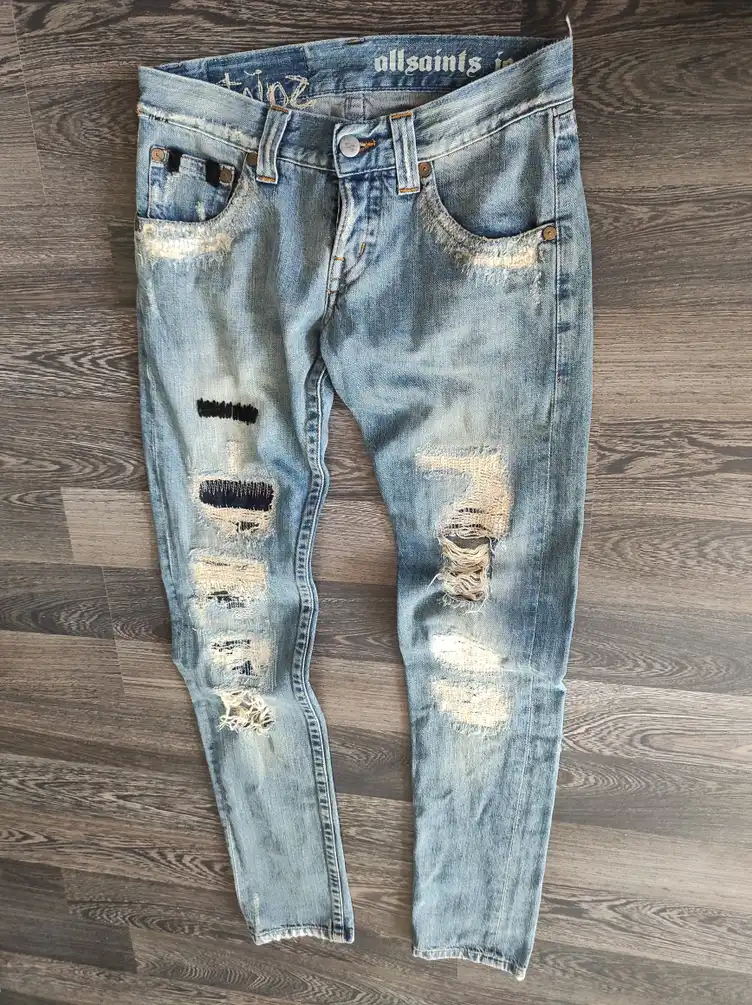 Allsaints Distressed Patchwork Jeans