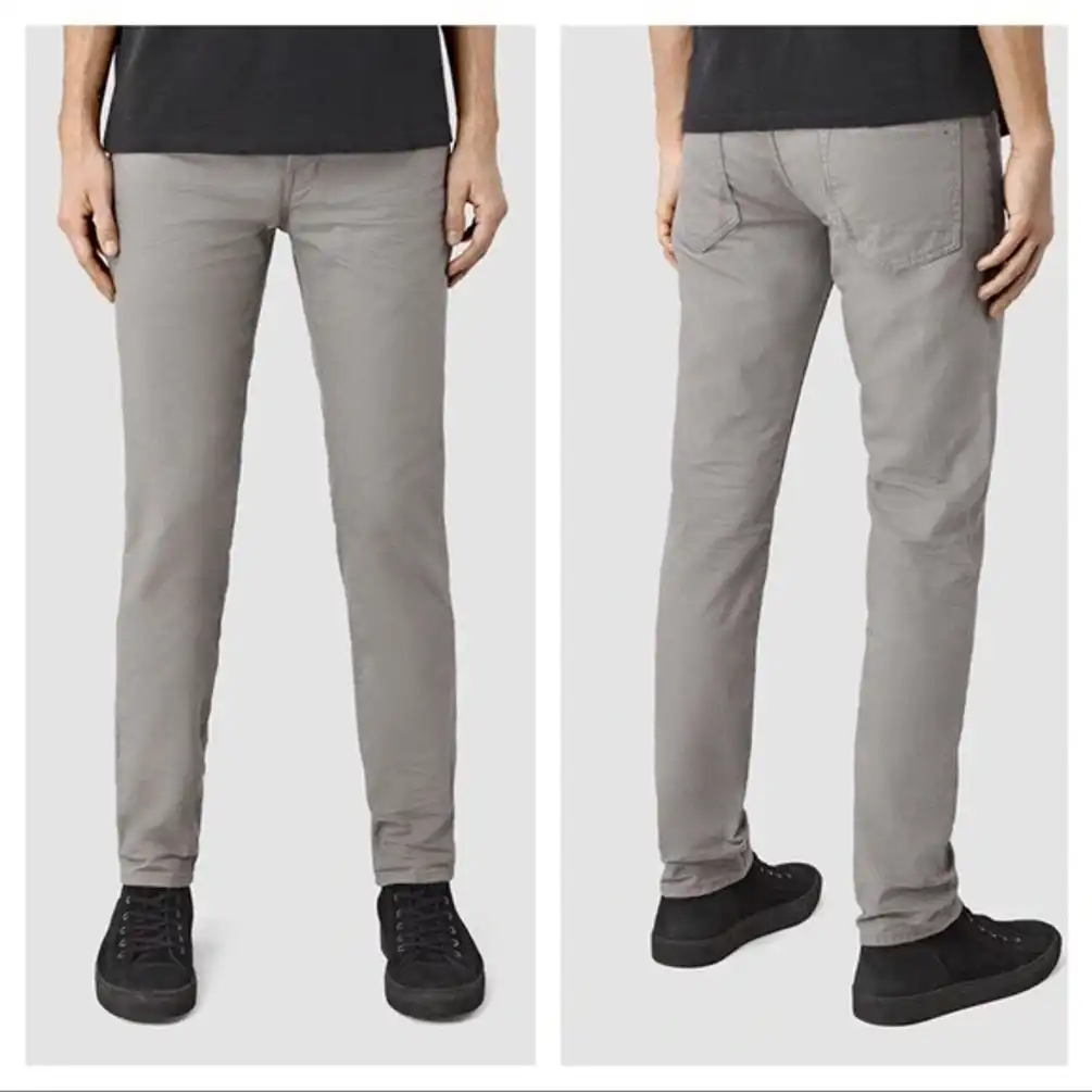 $185 Allsaints Kalashnikov Iggy Grey Button Fly Denim Jeans