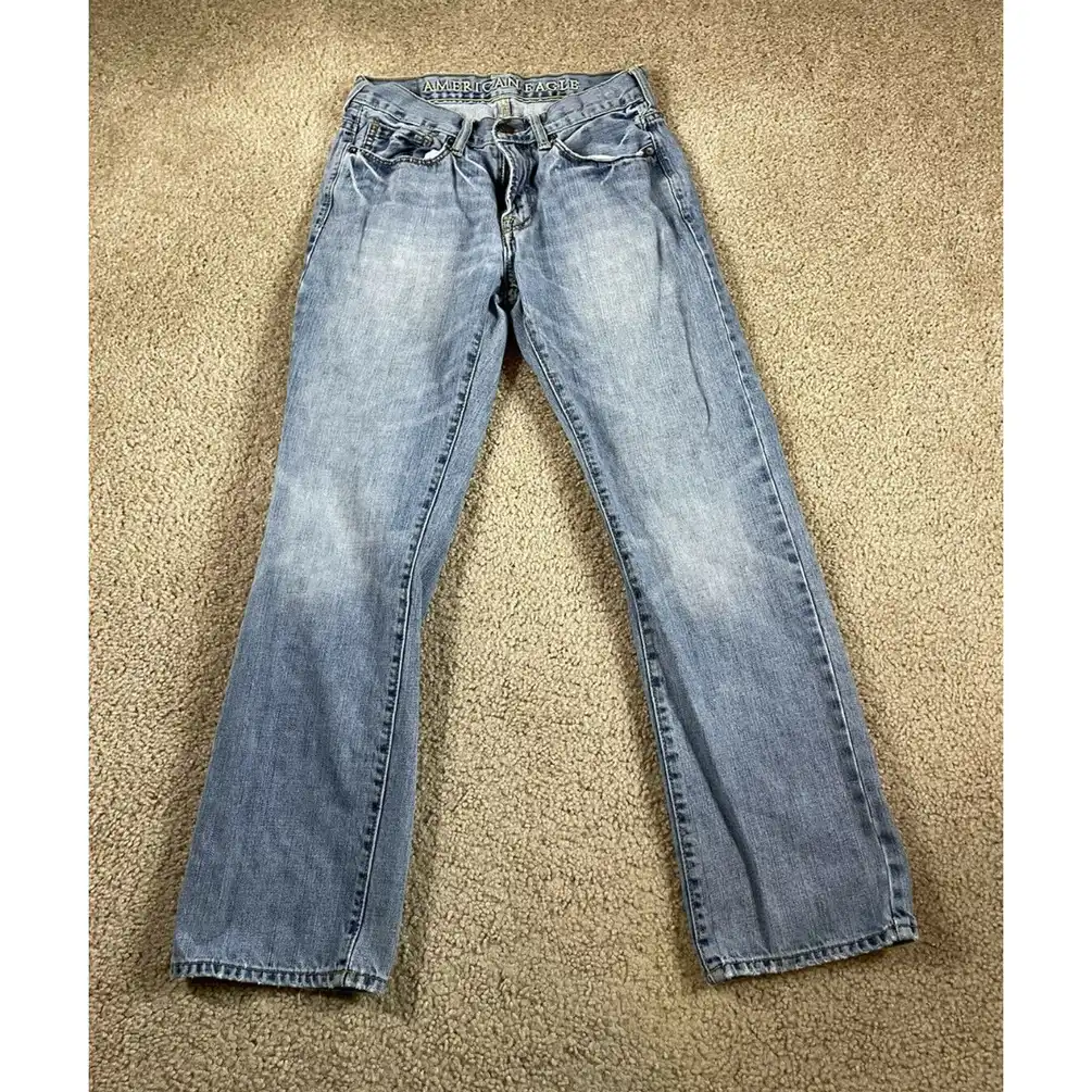 American Eagle Original Straight Blue Jeans Men's Size 28x30 Denim Distressed