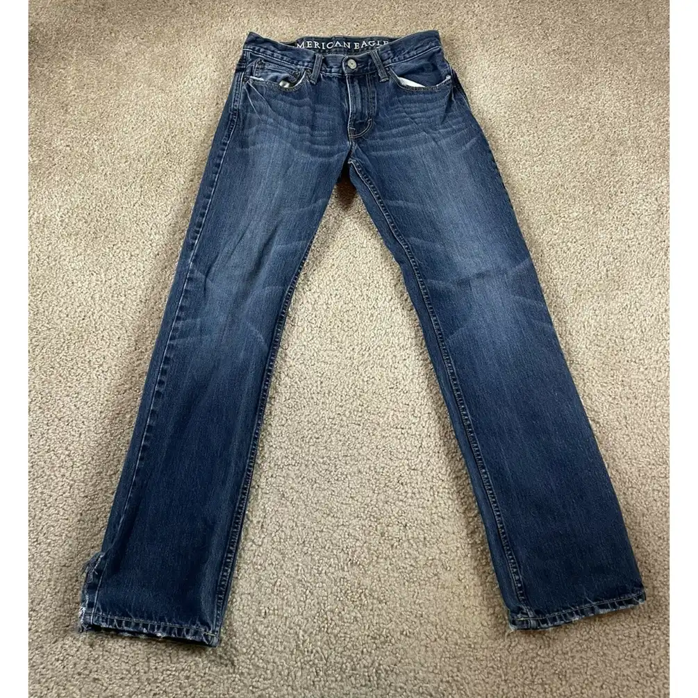 American Eagle Straight Blue Jeans Men's Size 28x31 Denim Distressed