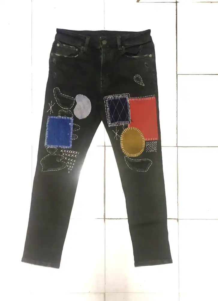 american eagle.. patchwork black denim jeans