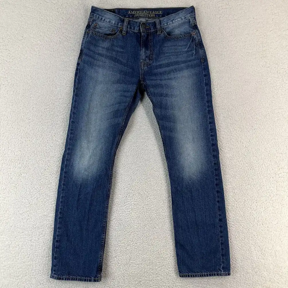 American Eagle Jeans Mens 30x32 Original Straight Blue Denim Appx 31x30 Adult