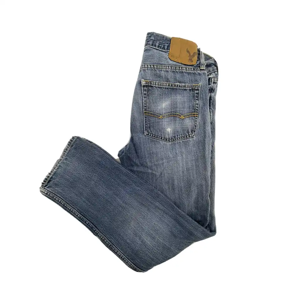 American Eagle Mens Jeans 31x32 Blue Slim Fit Straight Dark Wash Denim
