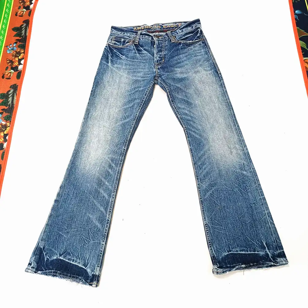 Flare Low Rise Boot Cut American Eagle Acid Wash Denim