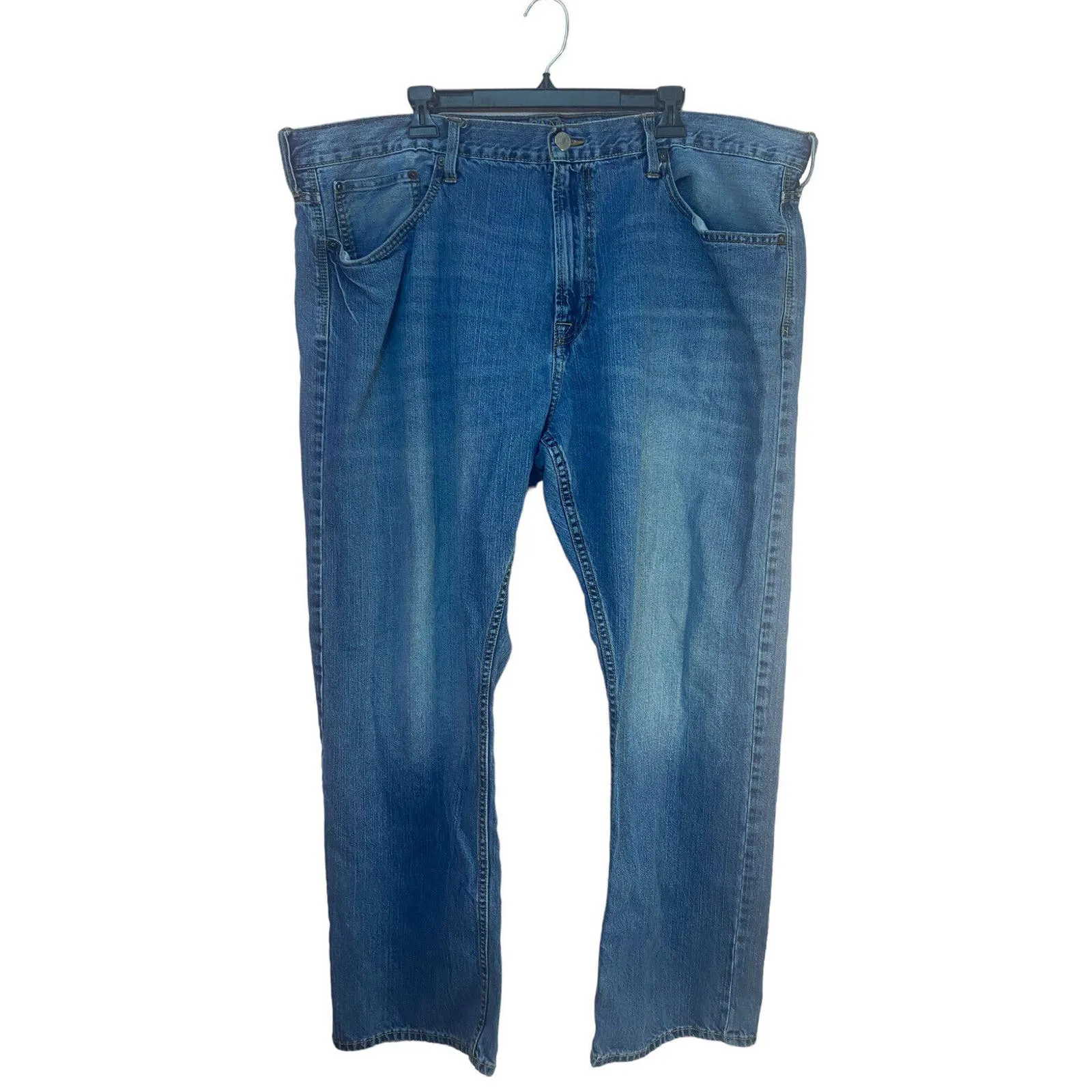 American Eagle Relaxed Straight Leg Blue Distressed 44x32