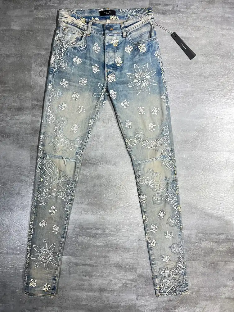 Amiri Flocked Paisley Bandana Jeans