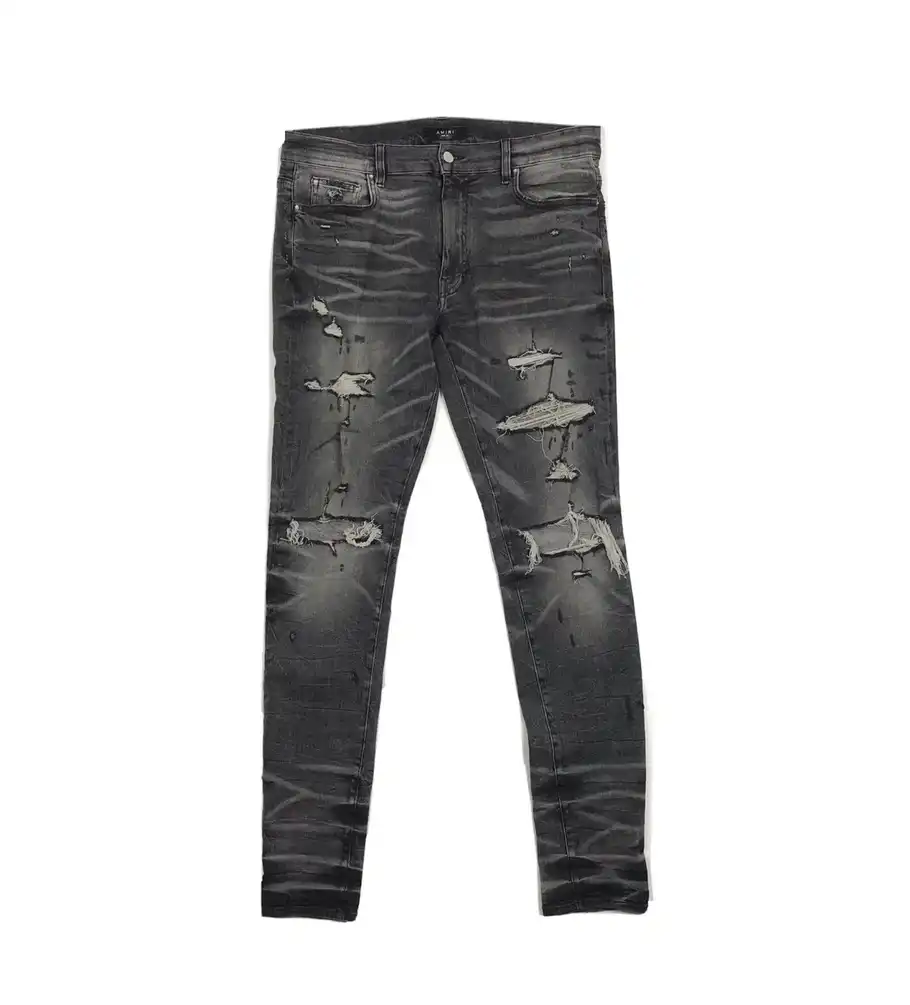 AMIRI GREY DISTRESSED JEANS