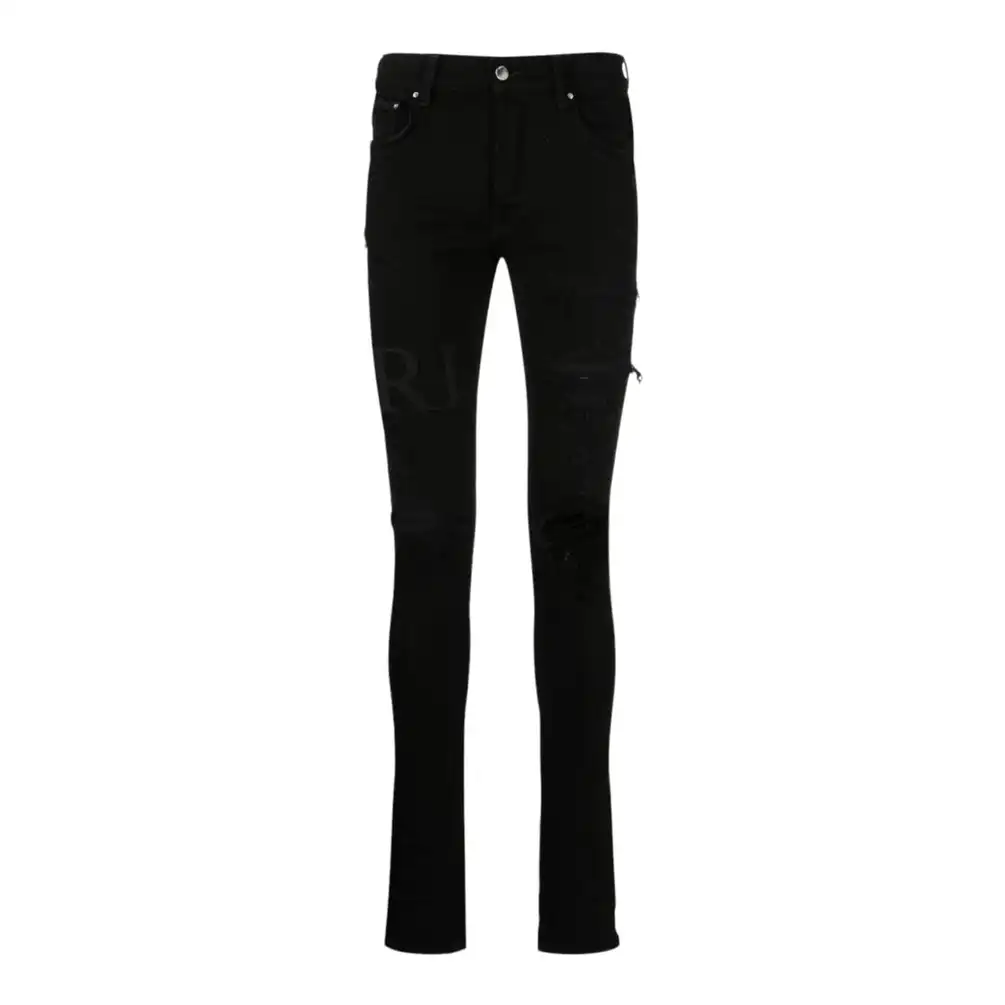 Amiri Serif Logo Distressed Skinny Jeans