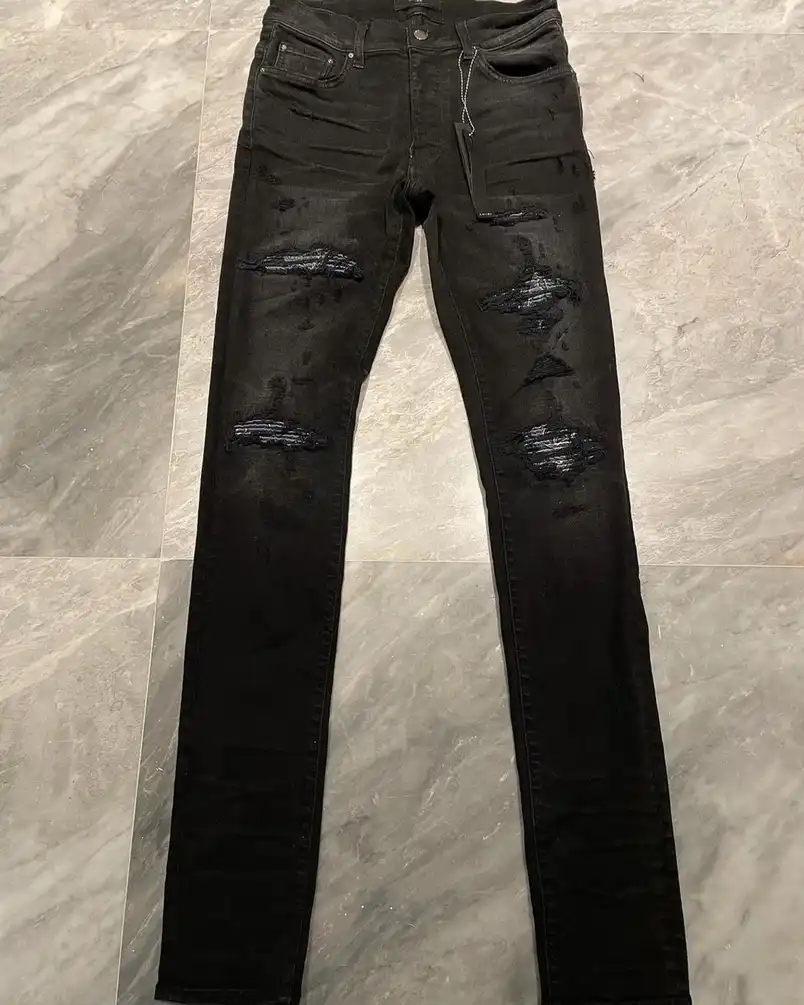 30/38 Amiri Workshop Antique Black Blue Bandana MX1 Jeans